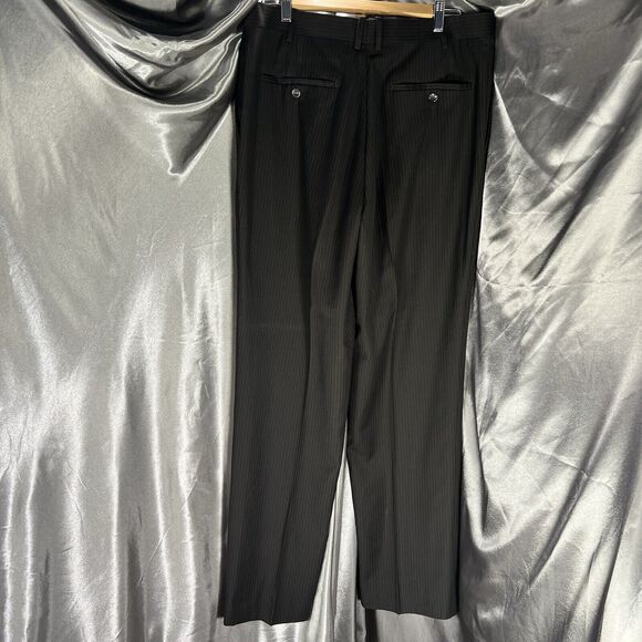 Caravelli 2-Pc Men's Suit Black Pin Superior 150s Blazer 44R Pants 38x44 FLAWS - Picture 16 of 16